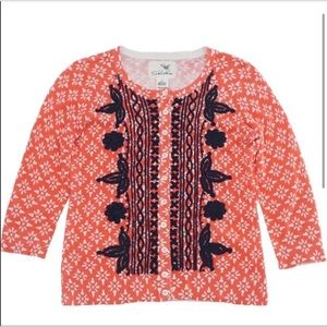Anthropologie Tabitha Sahalie Embroidered Cardigan Size Small